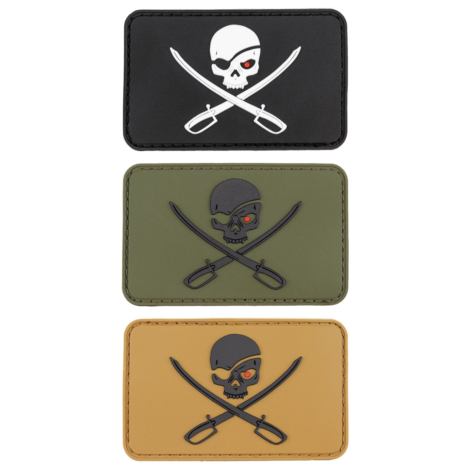Piraten-Patch mit Totenkopf und Säbeln, 8 x 5 cm Klettabzeichen