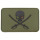 Piraten-Patch mit Totenkopf und Säbeln, 8 x 5 cm Klettabzeichen in Oliv / Schwarz
