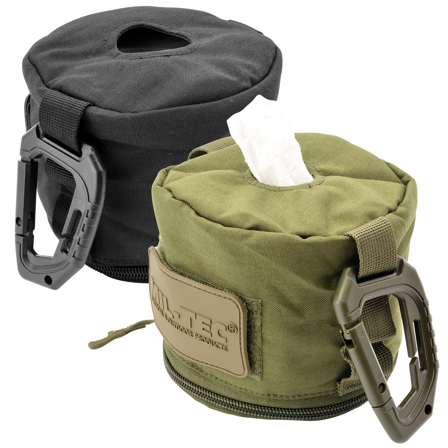 Tasche für Toilettenpapier mit Reißverschluss, Karabiner und Patchfläche