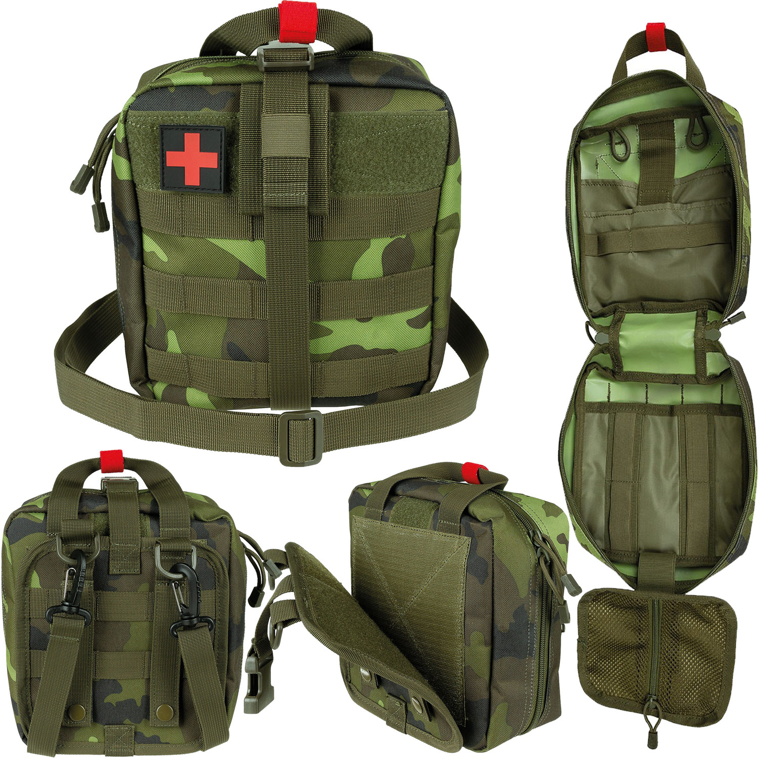 Erste Hilfe Tasche mit Molle, Reißverschluss und Klett - Groß: M95 CZ Tarn