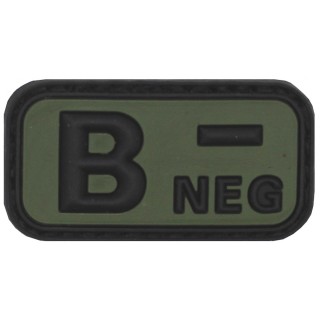 Klettabzeichen mit Blutgruppe B- in Schwarz / Oliv