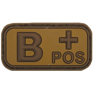 Klettabzeichen mit Blutgruppe B+ in Braun / Khaki