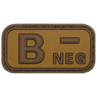 Klettabzeichen mit Blutgruppe B- in Braun / Khaki