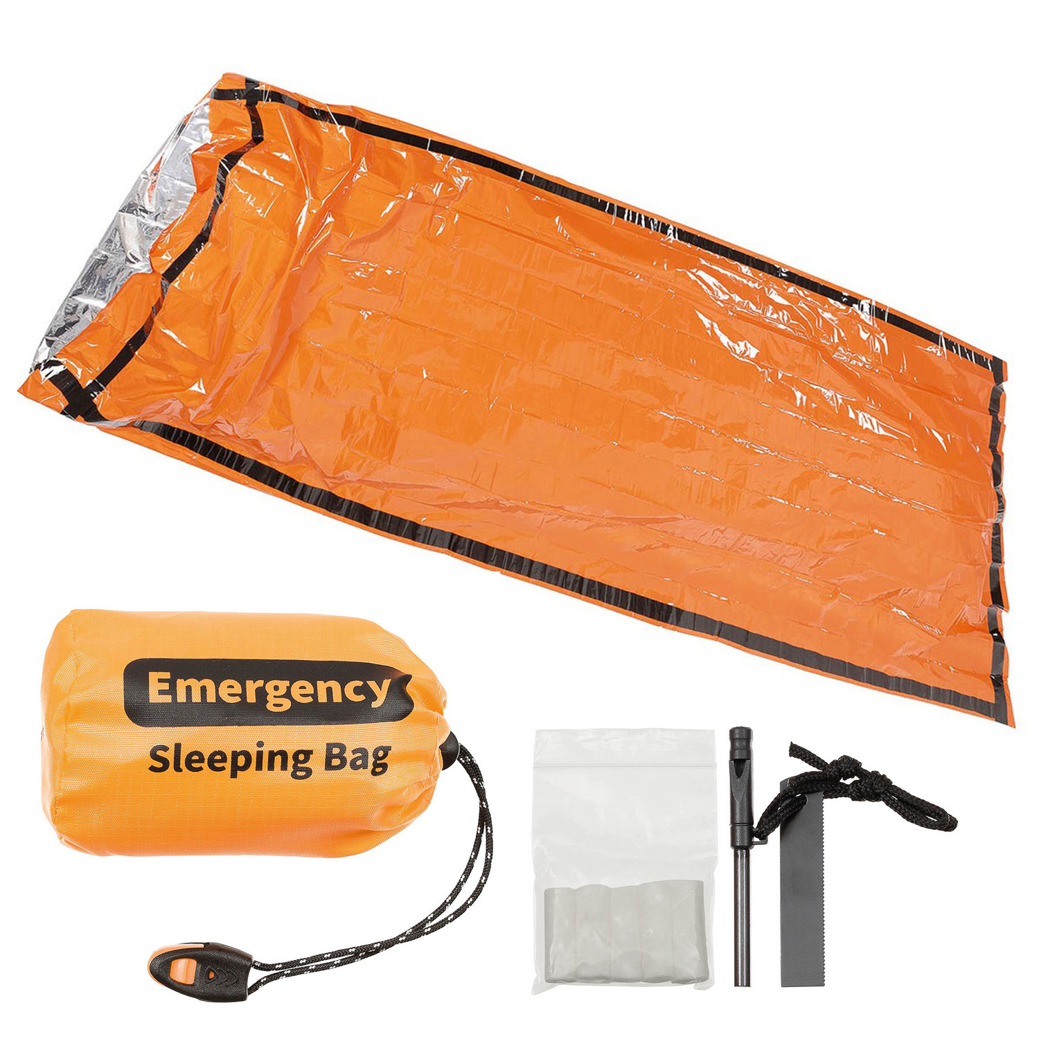 Notfall-Biwaksack in Orange, einseitig alubeschichtet