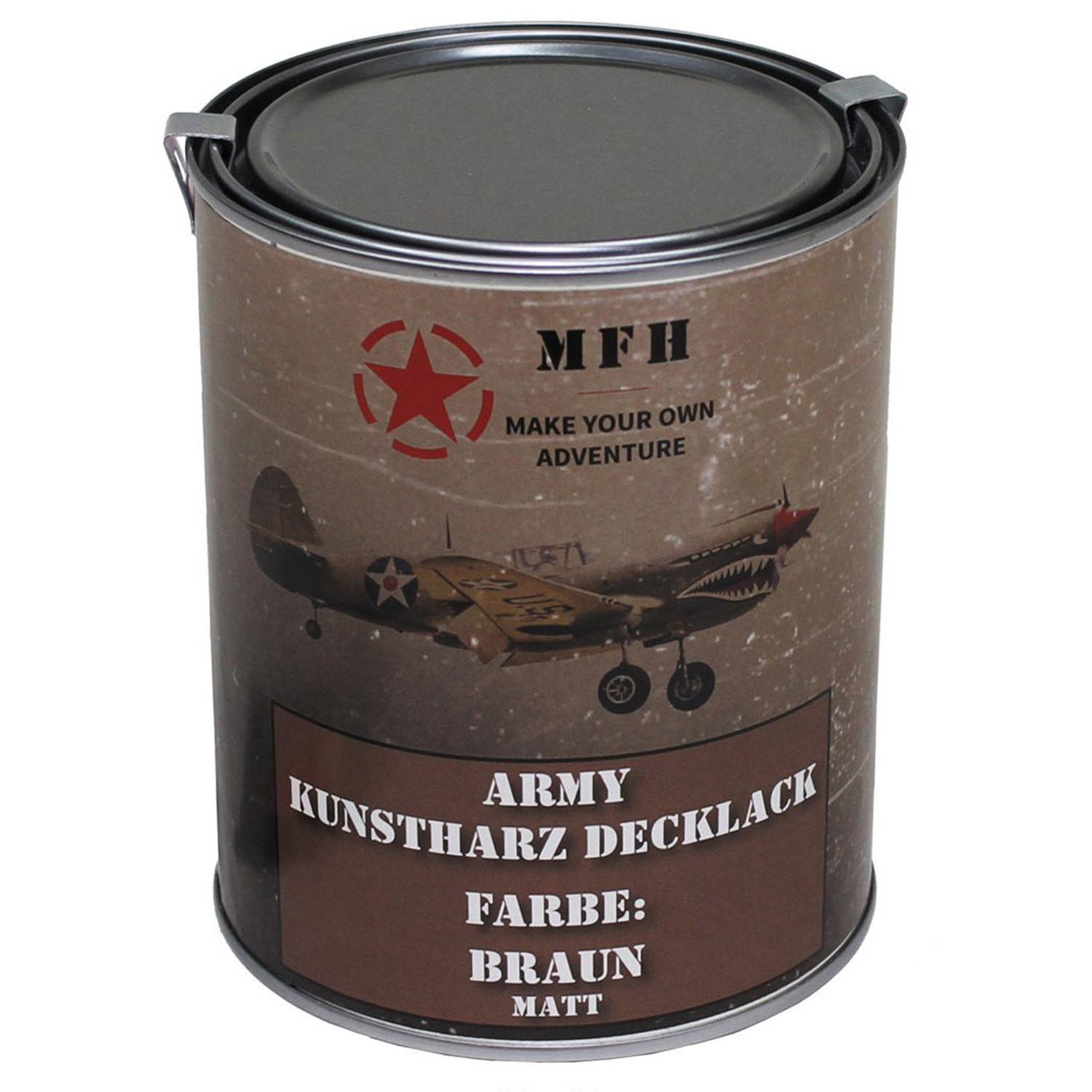 Army Kunstharz Decklack 1 Liter in Braun, matt (RAL 8027)