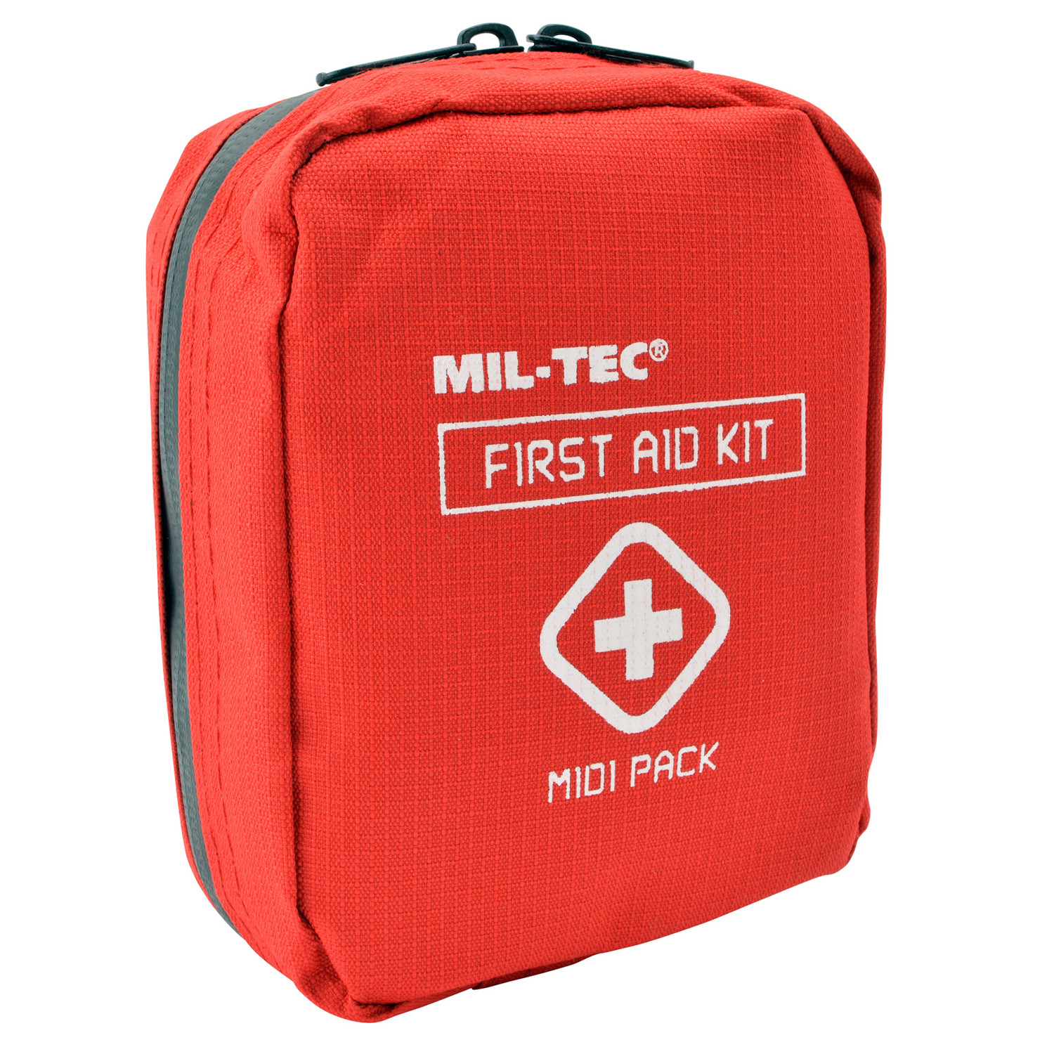 Mil-Tec First Aid Kit Midi Pack (Groß) in Rot - kompakte Reißverschlusstasche mit Erste Hilfe Material