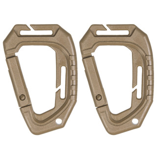 Taktische Karabiner aus Kunststoff in Coyote für Molle (2er Pack)
