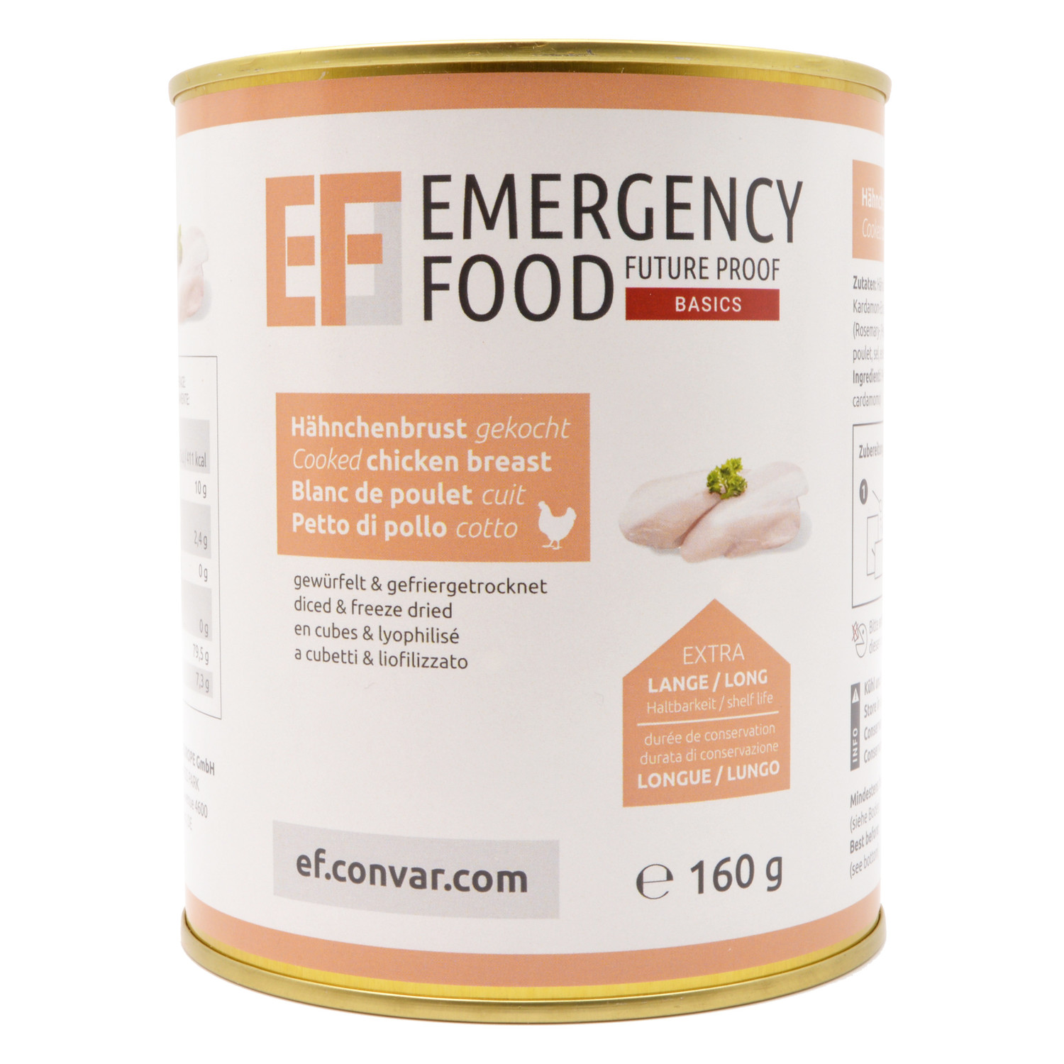 Convar EF Emergency Food Hähnchenbrust gekocht 160 g Dose - 15 Jahre haltbar