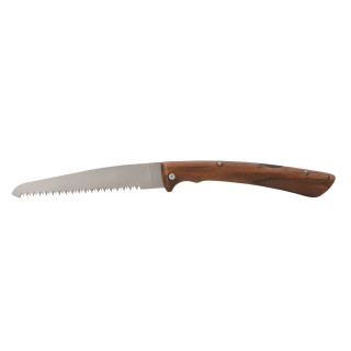 Klappsäge mit Griff aus Walnuss-Holz und Back-Lock...