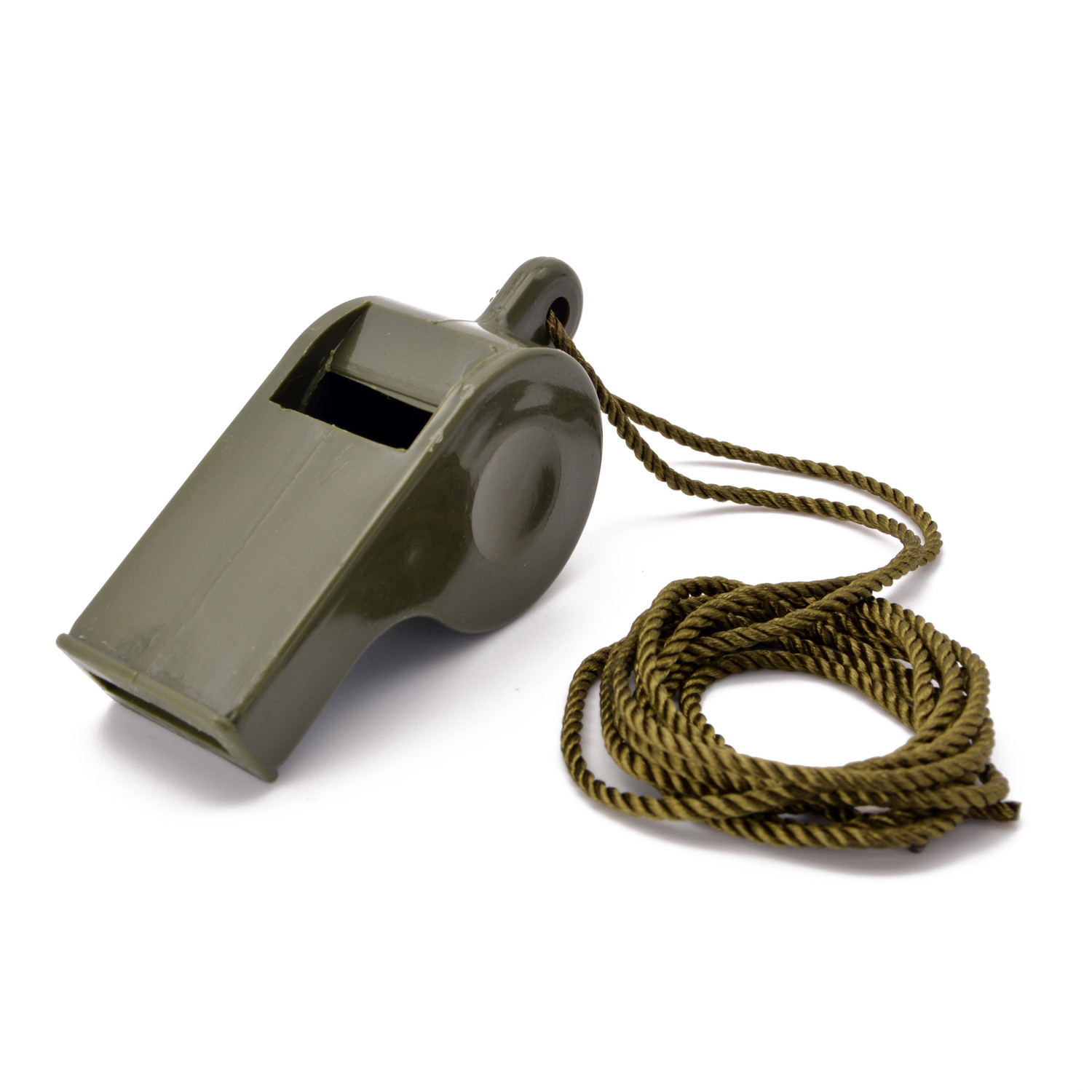 US Signalpfeife in Oliv mit Kordel (US G.I. Whistle)