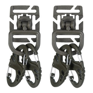 Befestigungsset in Oliv für Molle mit 2 Duraflex® MOD.U.LOX® mit D-Ring und 4 Karabinern (Tactical Set Ultimate)