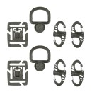Befestigungsset in Oliv f&uuml;r Molle mit 2 Duraflex&reg; MOD.U.LOX&reg; mit D-Ring und 4 Karabinern (Tactical Set Ultimate)