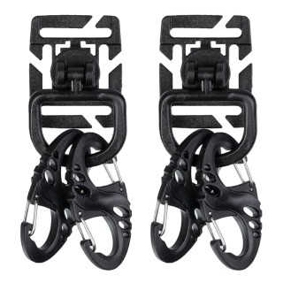 Befestigungsset in Schwarz für Molle mit 2 Duraflex® MOD.U.LOX® mit D-Ring und 4 Karabinern (Tactical Set Ultimate)