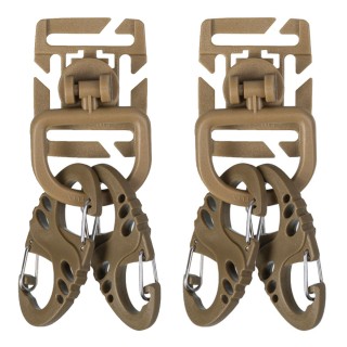 Befestigungsset in Coyote für Molle mit 2 Duraflex® MOD.U.LOX® mit D-Ring und 4 Karabinern (Tactical Set Ultimate)