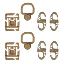 Befestigungsset in Coyote f&uuml;r Molle mit 2 Duraflex&reg; MOD.U.LOX&reg; mit D-Ring und 4 Karabinern (Tactical Set Ultimate)