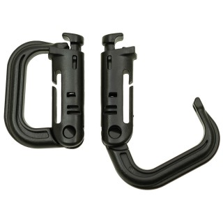 Karabiner aus Kunststoff für Molle-System (2er Pack) in Schwarz