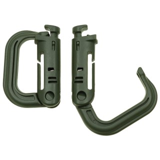 Karabiner aus Kunststoff für Molle-System (2er Pack) in Oliv