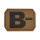 Klettabzeichen mit Blutgruppe B- in Coyote, 3,8 x 2,8 cm Patch aus PVC
