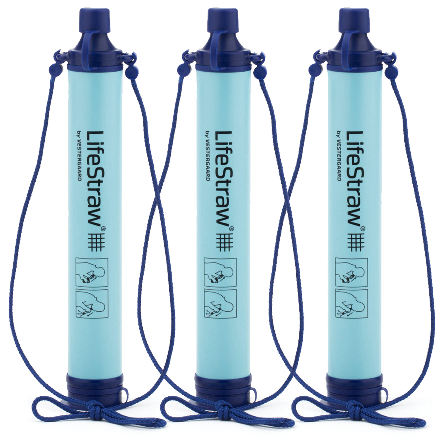 LifeStraw Personal Blau 3er Pack - ultraleichter Strohhalm-Wasserfilter