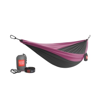 Grand Trunk Double Deluxe Hammock in Braungrau / Magenta - Hängematte für 2 Personen inkl. Befestigungssystem