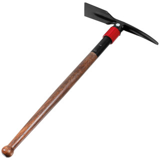 Klappbarer Pickel mit Drehverschluss und Holzstiel (Flach- und Spitzhacke)