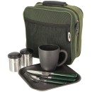 Camping Geschirr Set für eine Person mit Tasche in Oliv