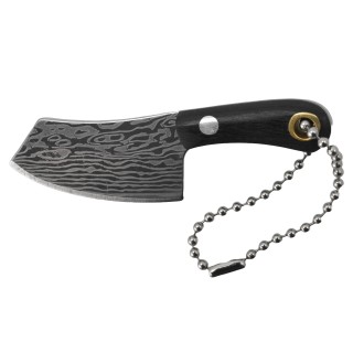 Mini-Schlüsselanhänger Messer "Santoku" aus Metall mit Kunstlederscheide
