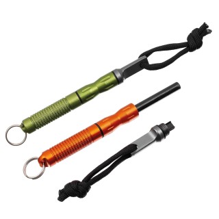 Feuerstarter im Alu-Gehäuse mit Kordelband und Schlüsselring