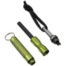 Feuerstarter im Alu-Geh&auml;use in Gr&uuml;n mit Kordelband und Schl&uuml;sselring