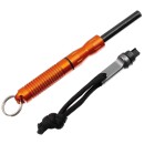 Feuerstarter im Alu-Geh&auml;use in Orange mit Kordelband und Schl&uuml;sselring