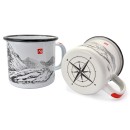 Emaille Tasse mit Berg- und Kompassmotiv (350 ml oder 450...