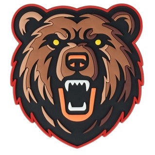 3D Patch Grizzlybär mit aufgerissenem Maul, scharfen...