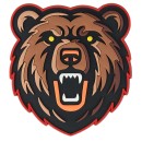 3D Patch Grizzlybär mit aufgerissenem Maul, scharfen...