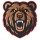 3D Patch Grizzlybär mit aufgerissenem Maul, scharfen Zähnen und gelben Augen