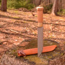 Finnenmesser 35 cm mit Lederscheide - Outdoor- und Anglermesser mit Holzgriff