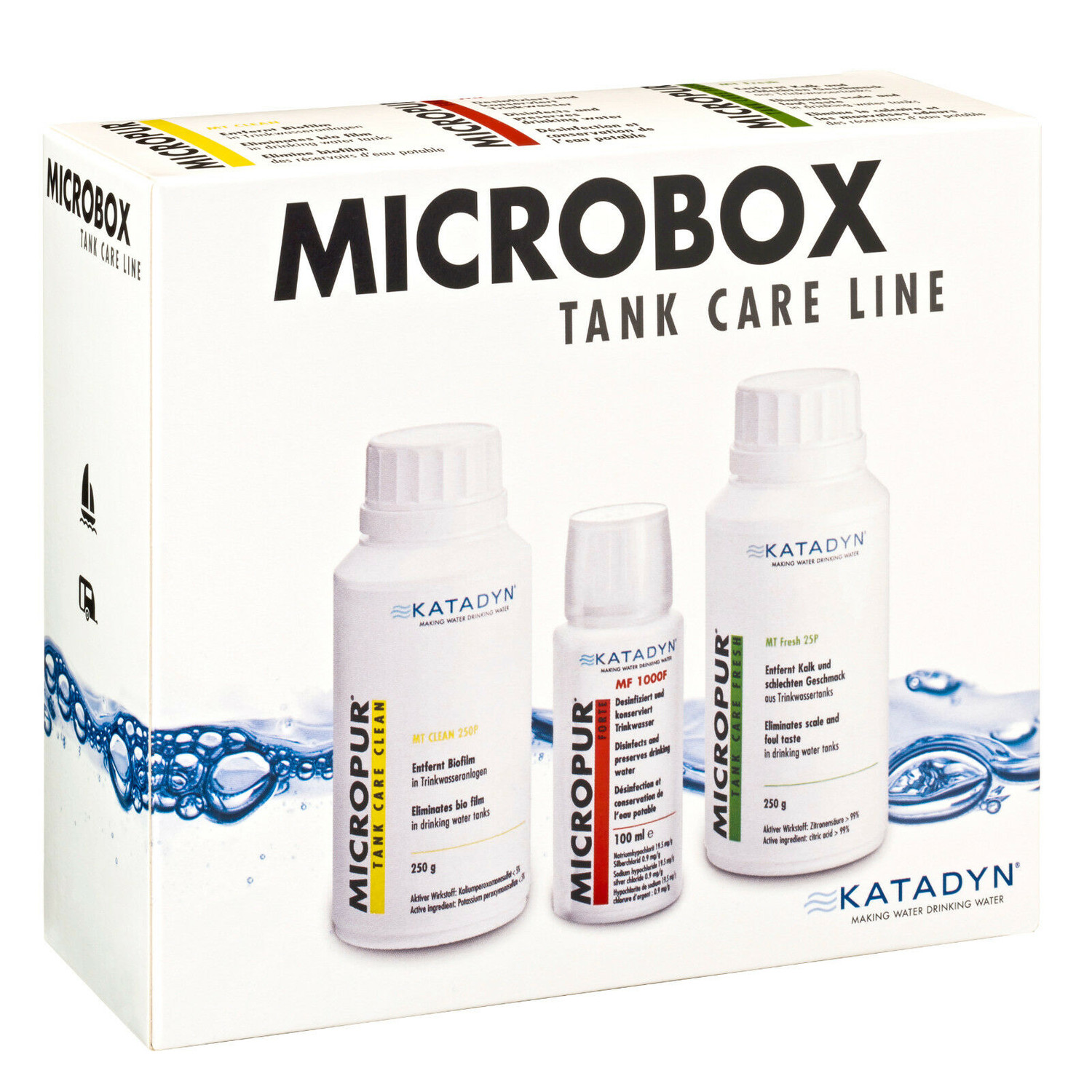 Micropur Tank Care Line Microbox Set 3-tlg. zur Tankreinigung in Wohnmobil, Wohnwagen & Boot
